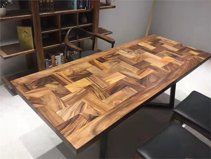 Dessus de table rectangulaire en bois massif de noyer